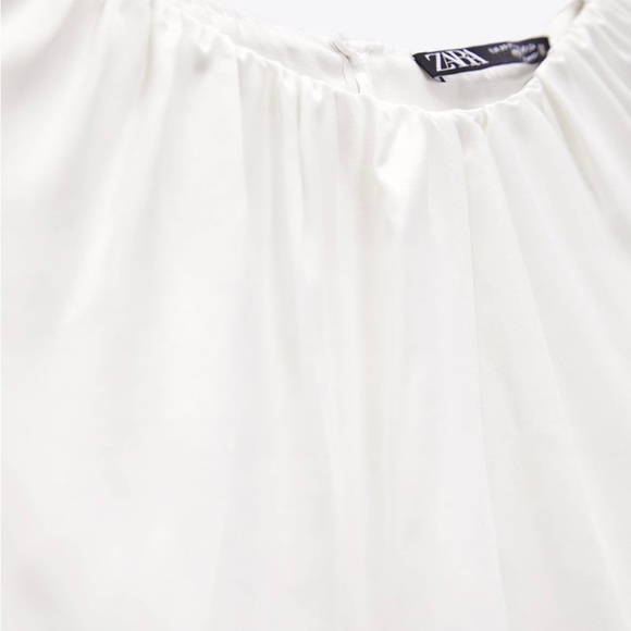 ZARA SATIN EFFECT BLOUSE CAPE SLEEVE STYLE SIZE M AND L COLOR OYSTER WHITE NWT - Picture 7 of 17